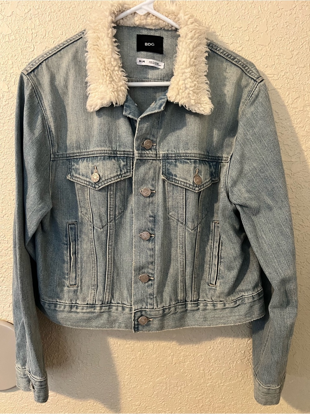 BDG Sherpa Collar Light Wash Denim Jacket